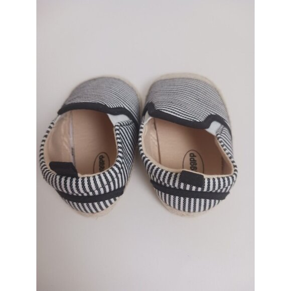 ddBBRw Black Striped Beige Slip-On Infant Girl Shoe Size 12-18mths - Picture 3 of 9